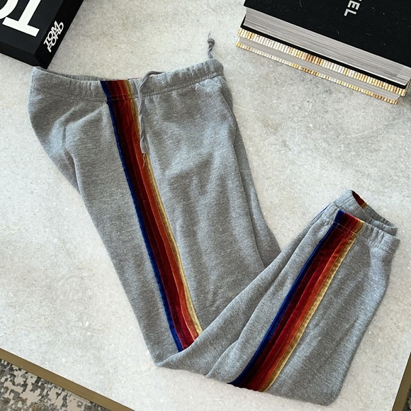 Aviator Nation Velvet Stripe Sweatpants Sz XS - Picture 2 of 4
